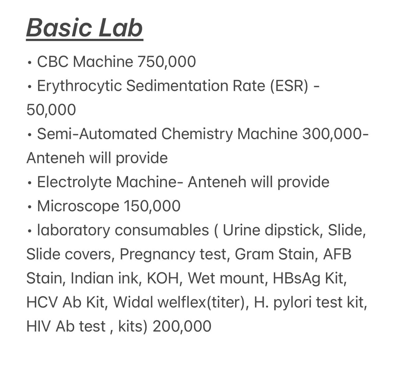 Original clinic planning image: Basic laboratory